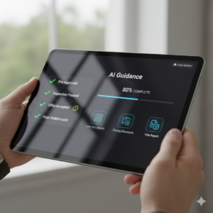 A person tracking his property buying process on a tablet